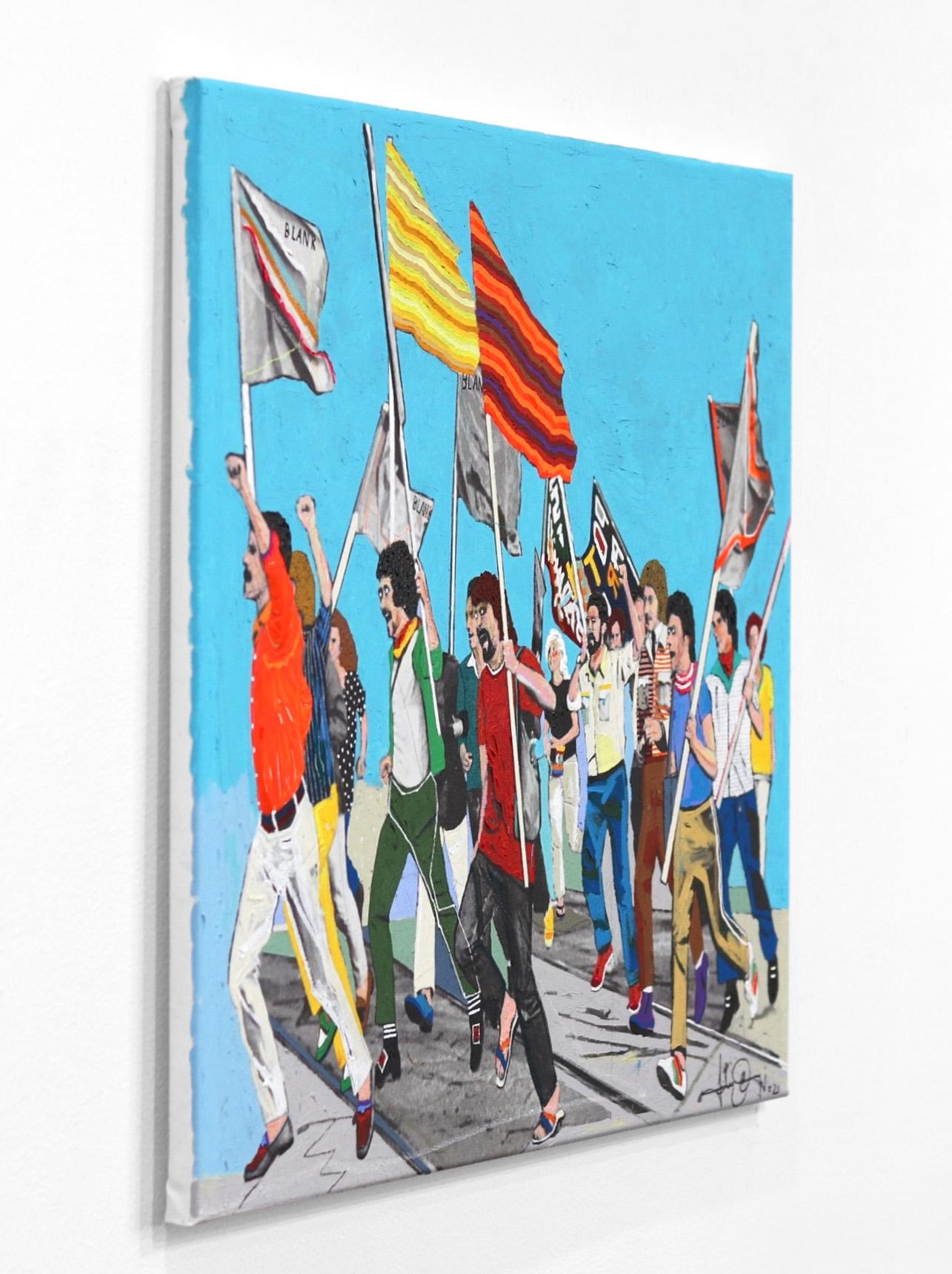 A La Rue (New Century) - Colorful Figurative Modern Cultural Commentary Original - Pop Art Painting by Fabio Coruzzi