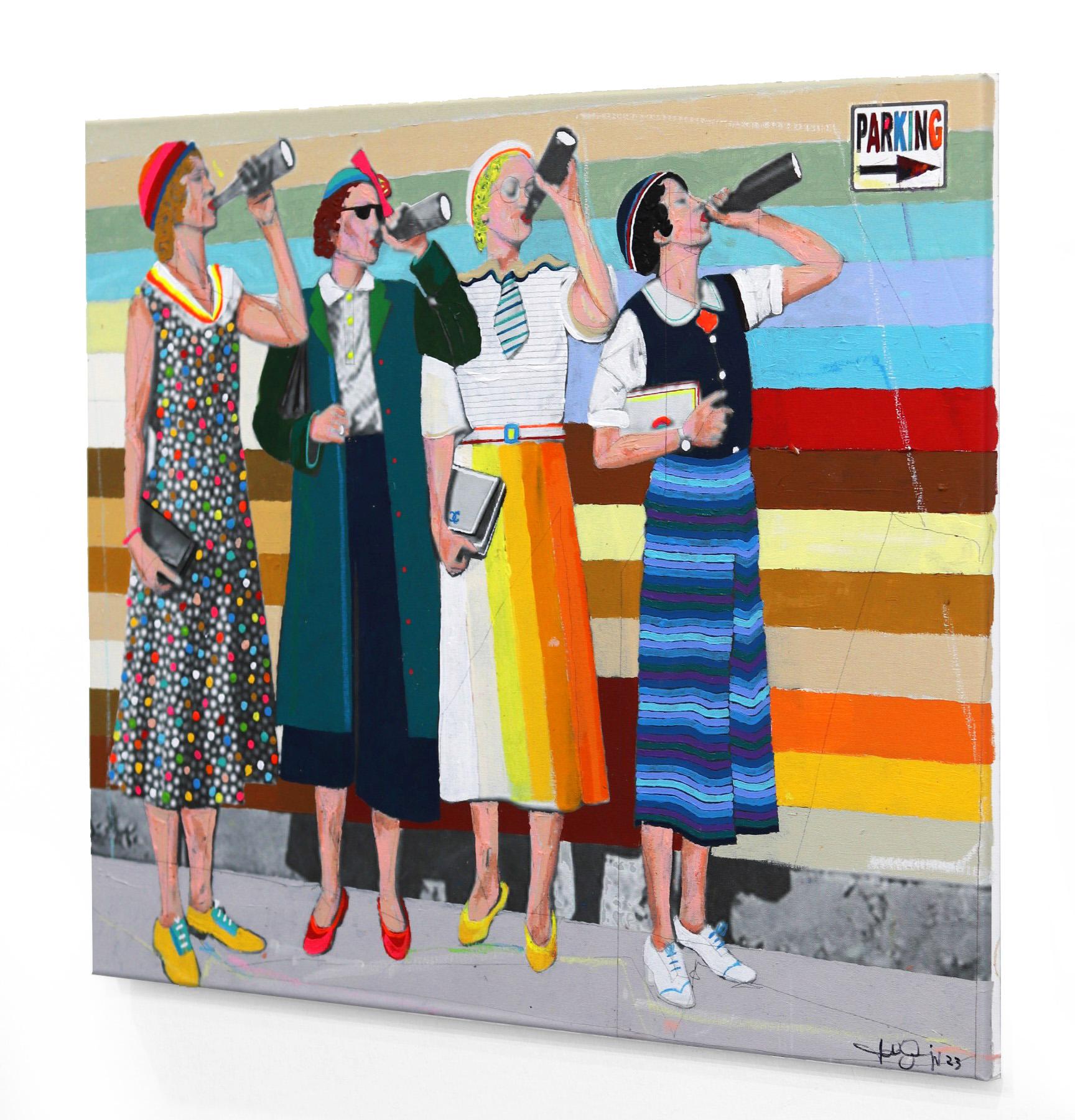 Empowering - Colorful Figurative Modern Cultural Commentary Original Painting For Sale 1