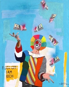 Fuck Off I Am Rich - Colorful Figurative Modern Cultural Commentary Original Art