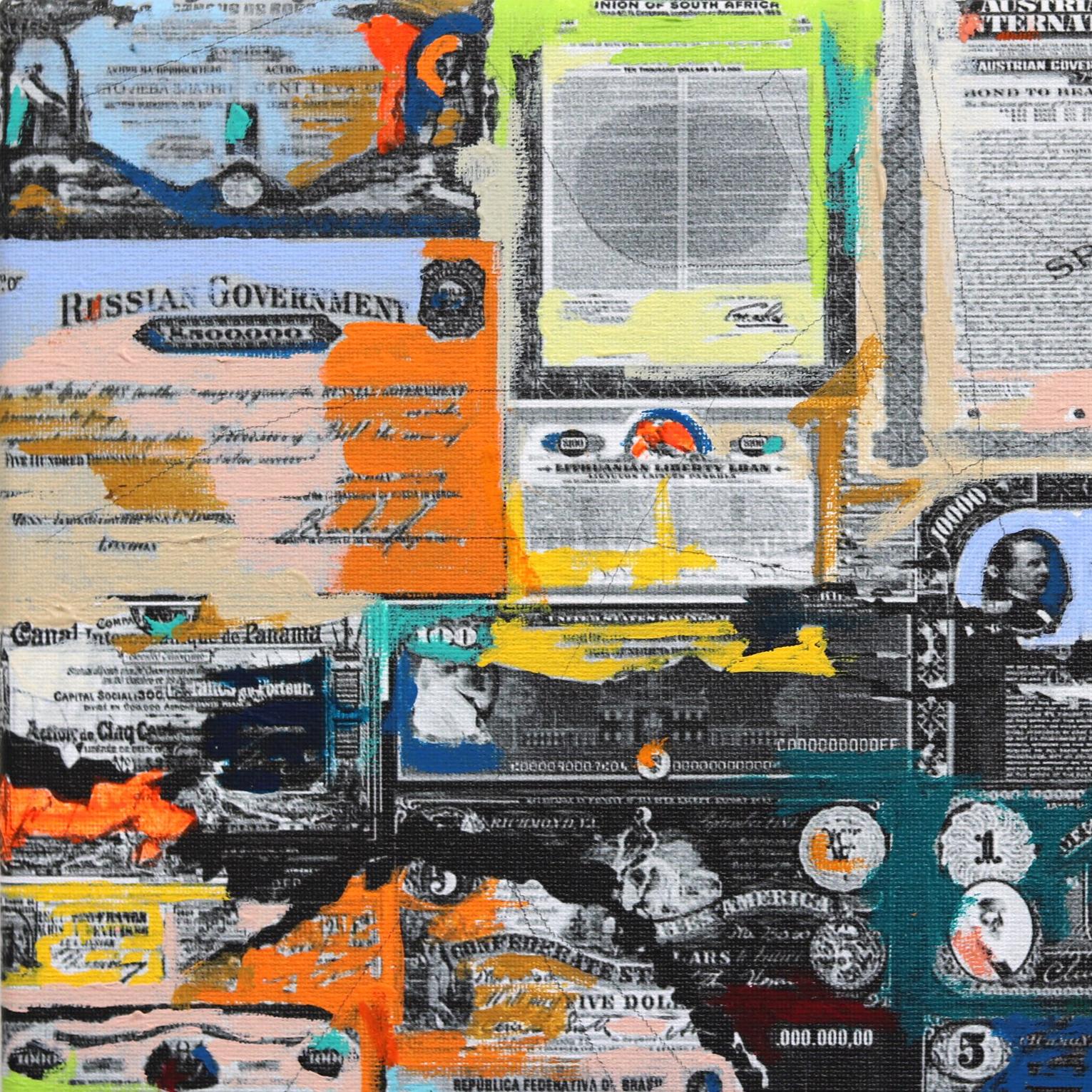 Geobond - Colorful Authentic Urban Map Currency Painting - Pop Art Mixed Media Art by Fabio Coruzzi