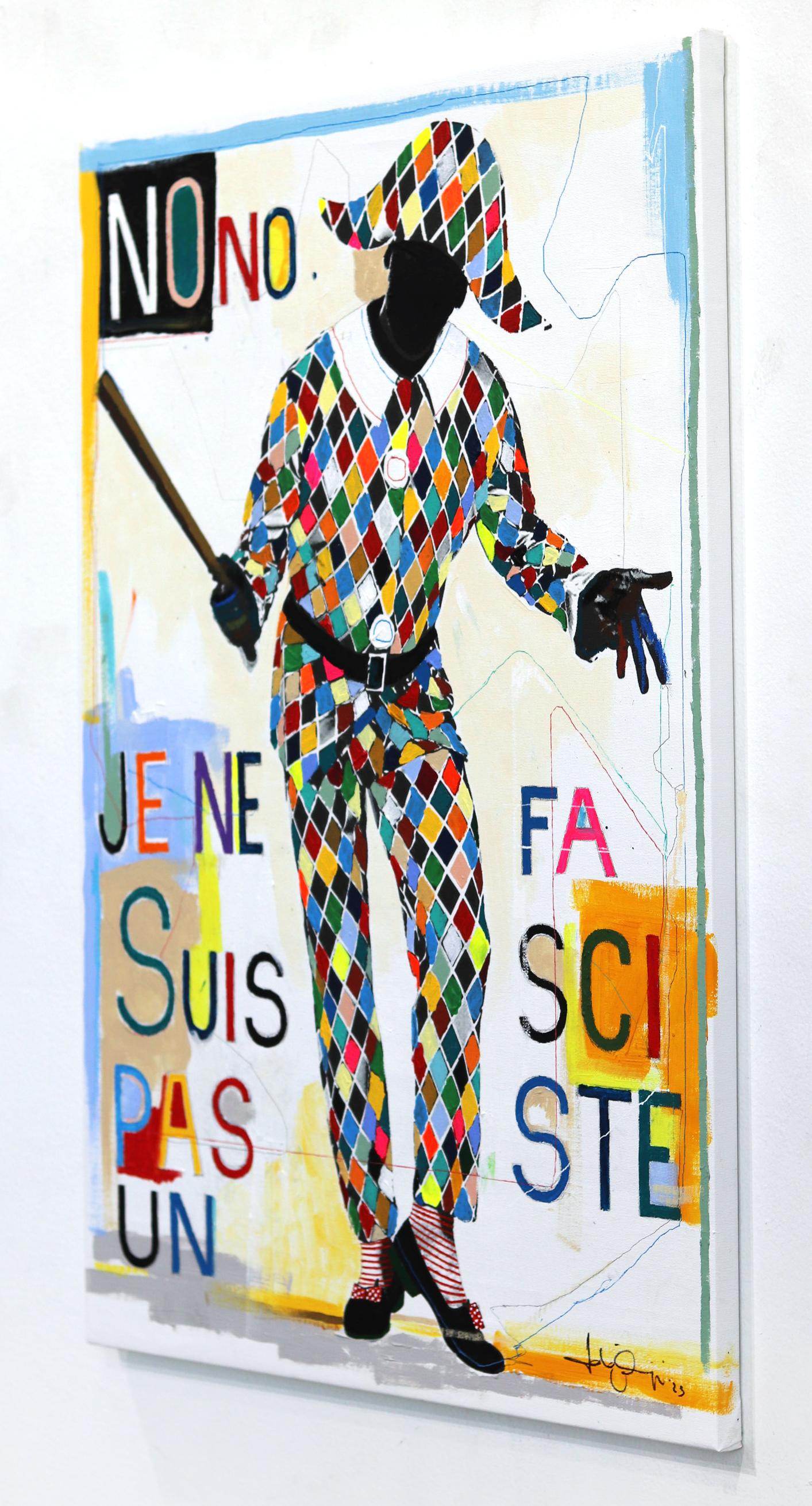 Je Ne Suis Pas Un Fasciste No. 10 - Colorful Figurative Cultural Commentary Art - Pop Art Mixed Media Art by Fabio Coruzzi