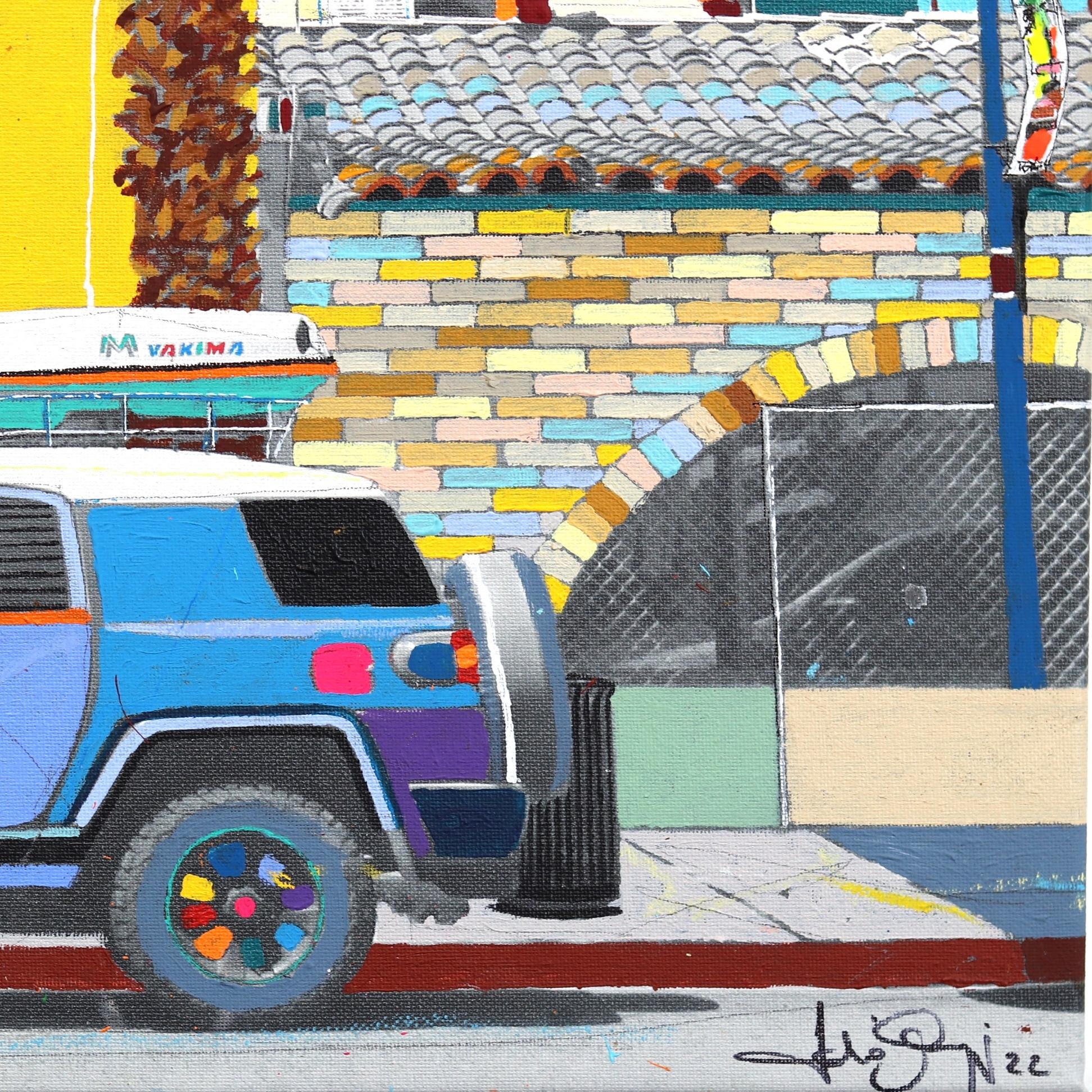 Surf Shop In Carpinteria - Original Colorful Authentic Environment Art on Canvas For Sale 3