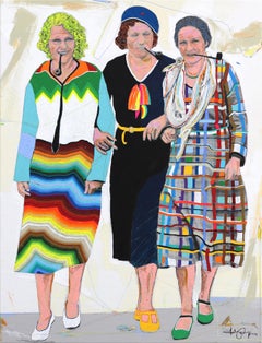 Drei Frauen (Goldman, De Beauvoir, Luxemburg) – farbenfrohe figurative Originalkunst