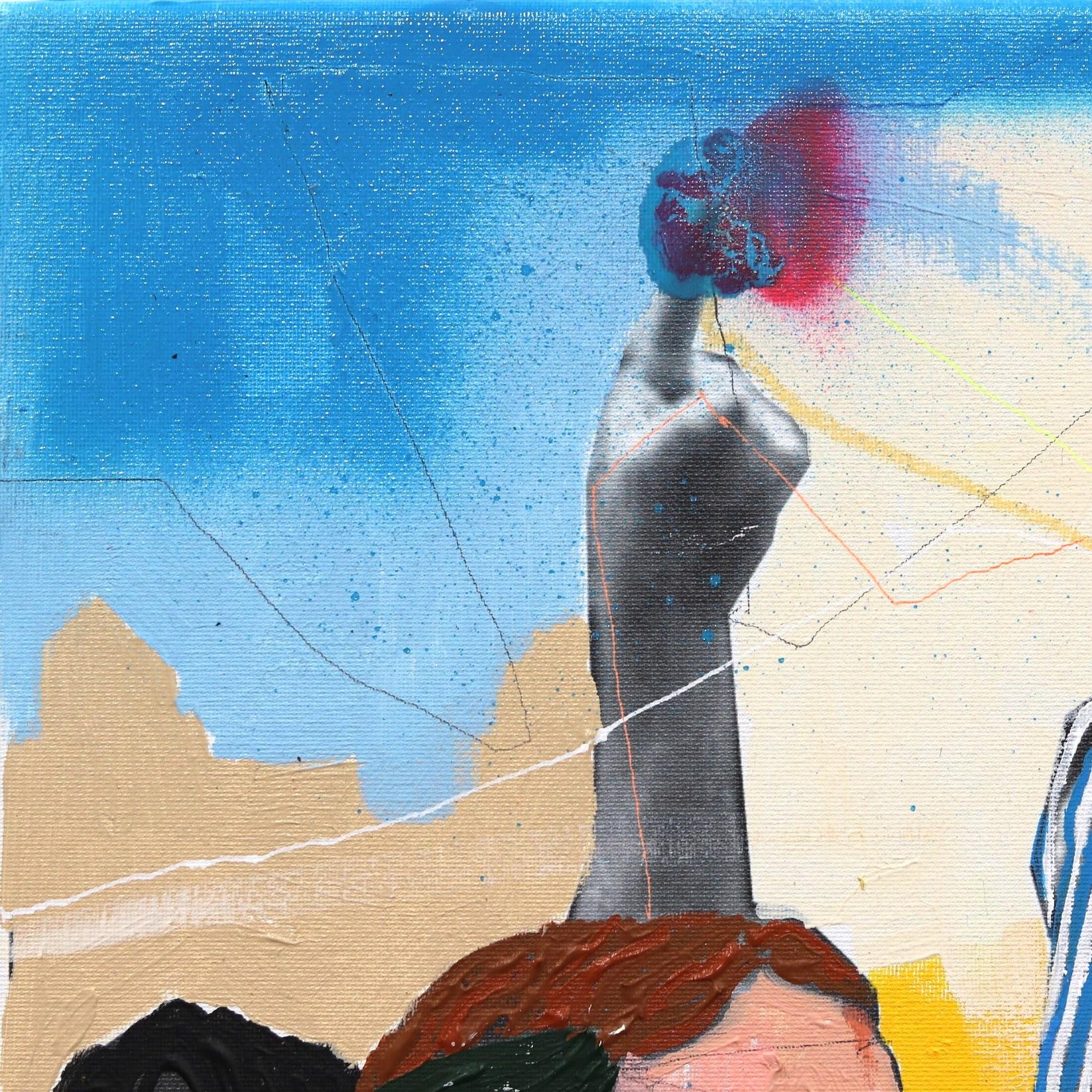 Wall St. Studies (Listen To Bob) - Colorful Figurative Modern Social Commentary - Pop Art Painting by Fabio Coruzzi