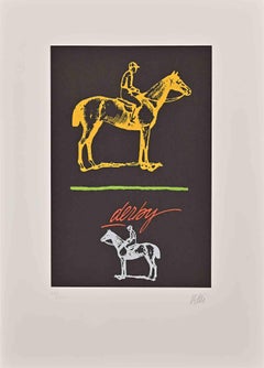 Derby – Lithographie von Fabio De Poli – Ende des 20. Jahrhunderts