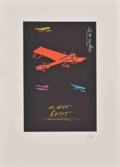 Red Aircraft - Lithograph by Fabio De Poli - Late 20th Century