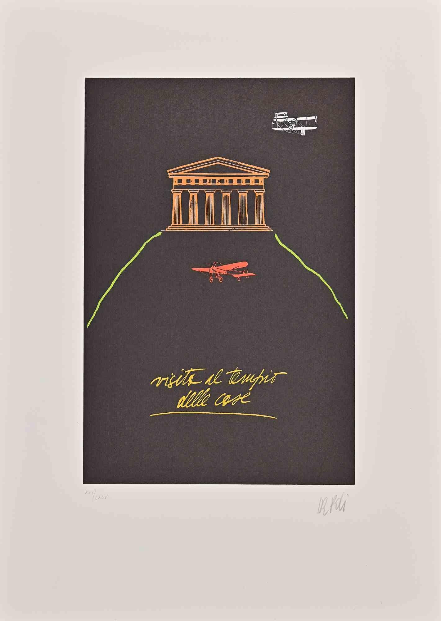 Temple is a lithograph print on ivory-colored cardboard realized by Fabio De Poli in the late 20th century.

Hand signed on the lower in pencil,  Numbered on the lower, edition of XXI/LXXV.

Very good conditions.