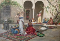 Harem Girls, Antique Original Oil Painting by Fabio Fabbi