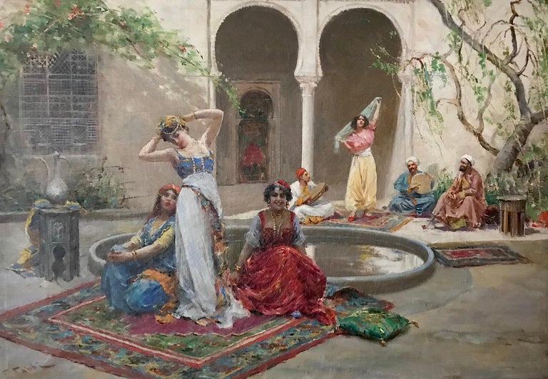Fabio Fabbi 1 Harem Girls Antique Original Oil Painting By