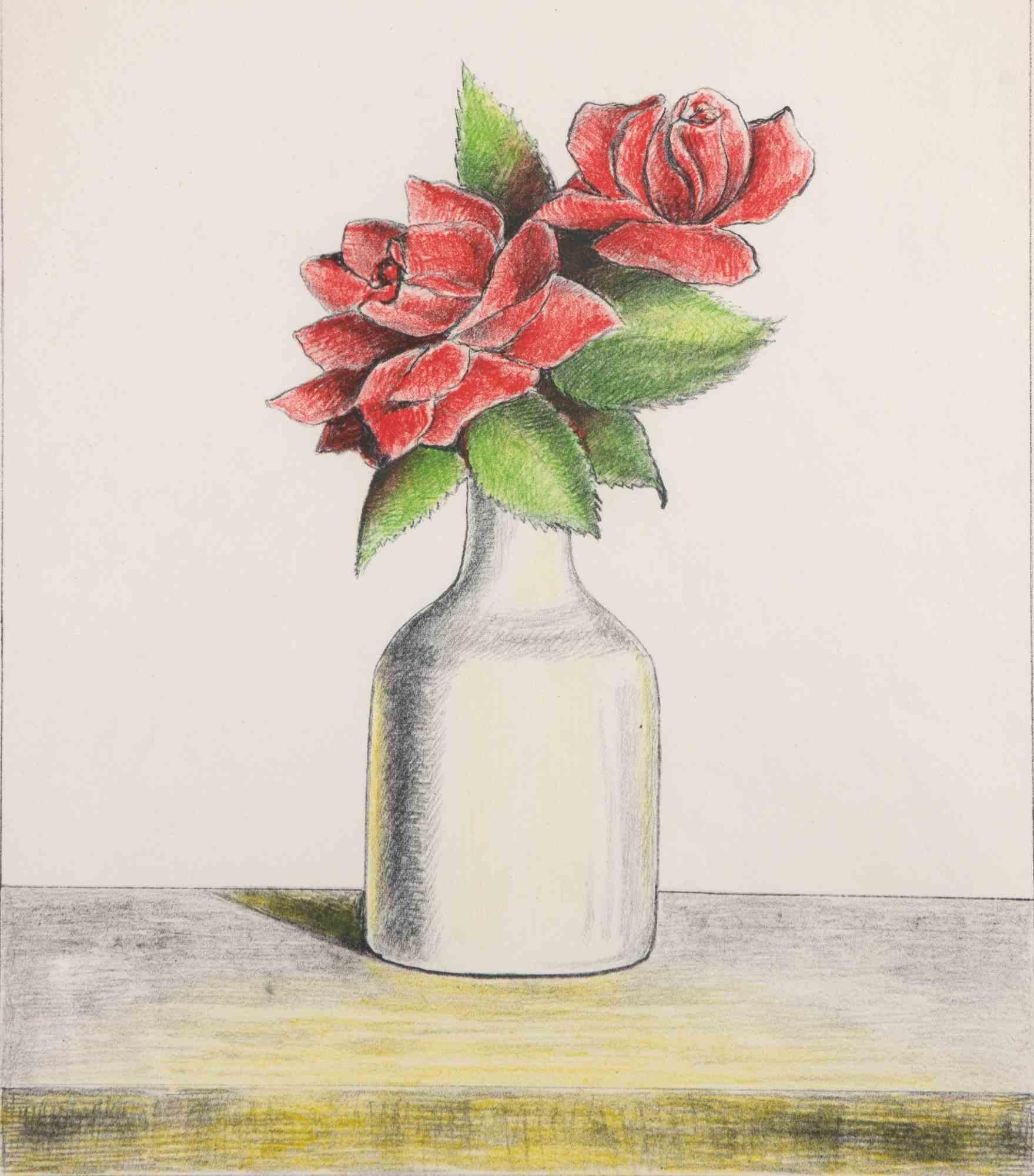 Vase of Flower - Lithograph by Fabio Failla - 1969 For Sale 1