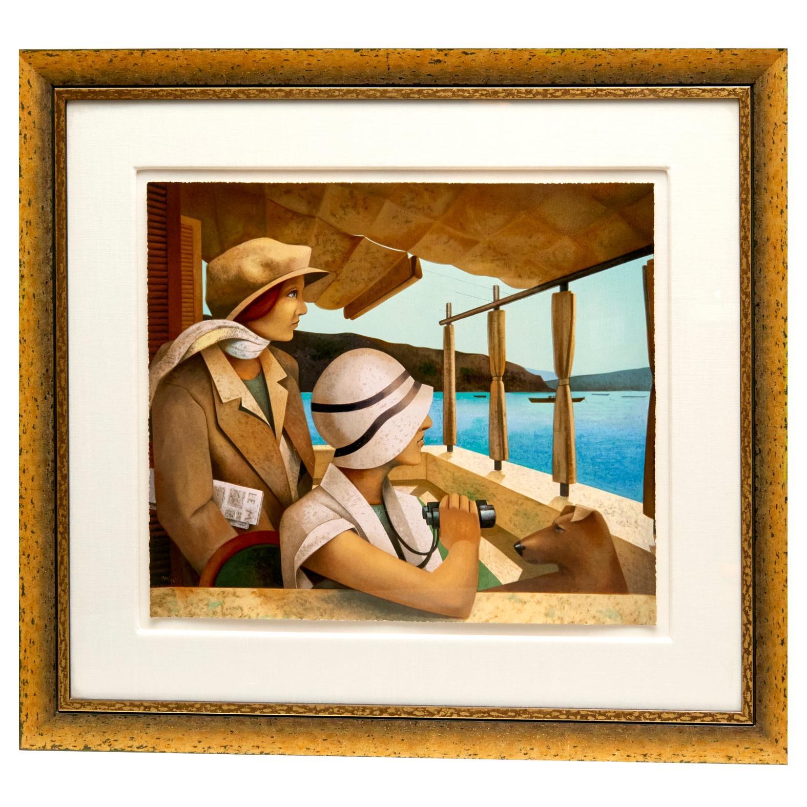 Gran serigrafía enmarcada de edición limitada de Fabio Hurtado sobre papel con bordes Deckle