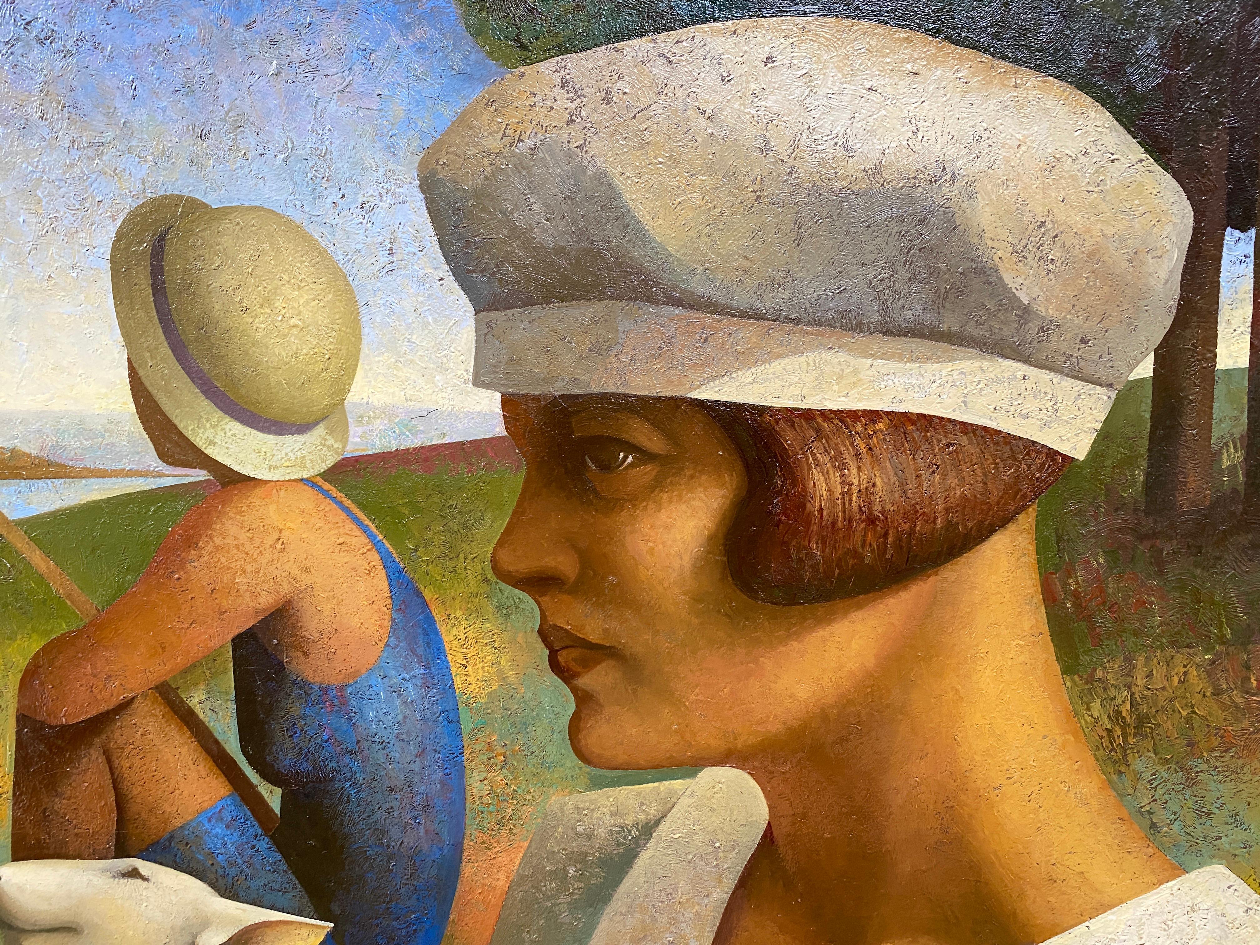 Reggatas day (tribute to Seurat), by Fabio Hurtado, is an oil painting on canvas which was created in 1995 and which obtained the Honorary Medal at the Certamen de Pintura BMW in Spain. The creator pays homage to Seurat, who was a peculiar figure