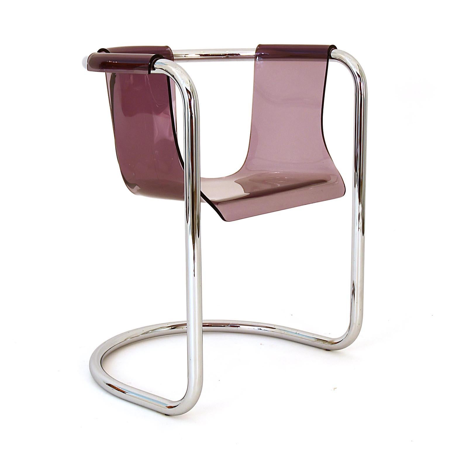 Fabio Lenci Desk with Chair and Lamp by Formes Nouvelles, 1970s Italy Chrome 6