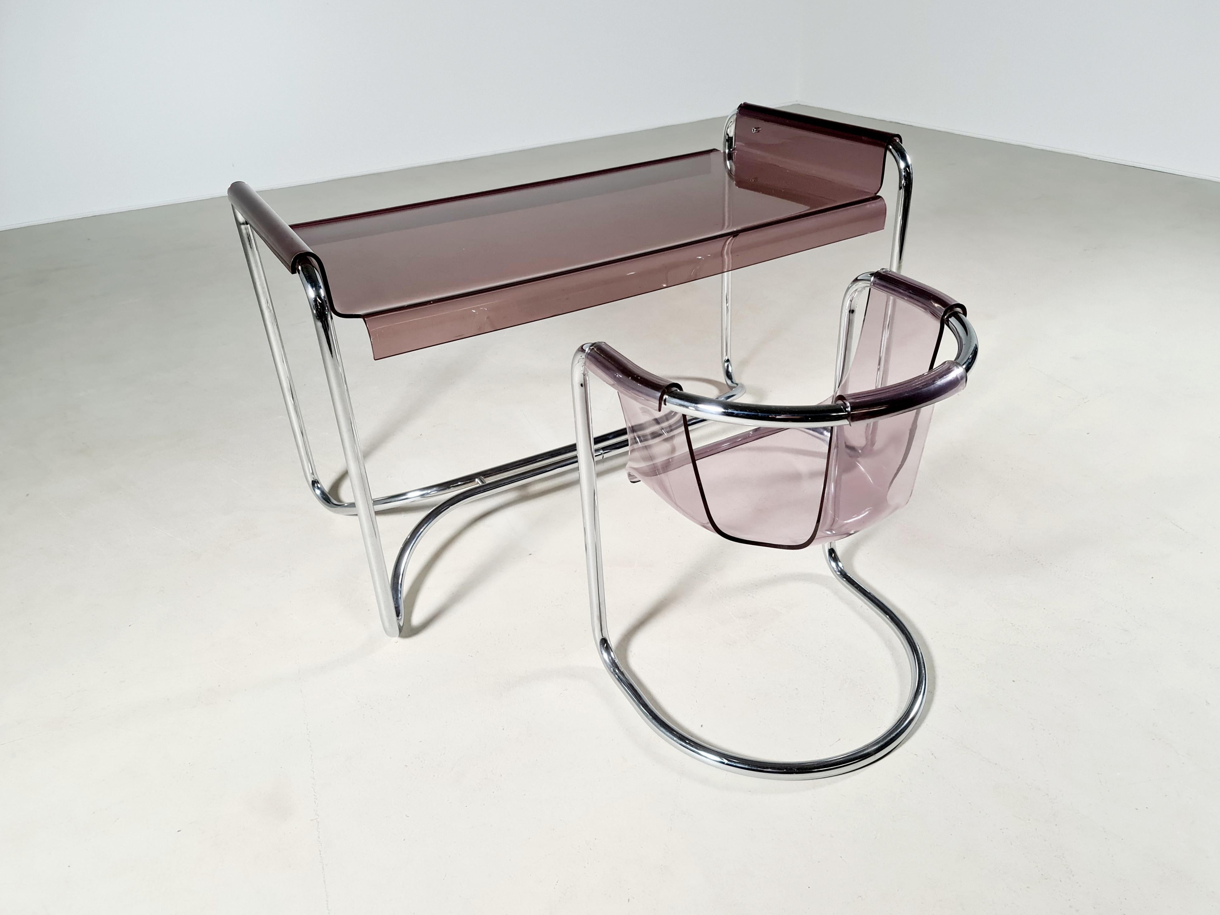 Mid-Century Modern Fabio Lenci Desk with Mathcing Chair by Formes Nouvelles, 1970s