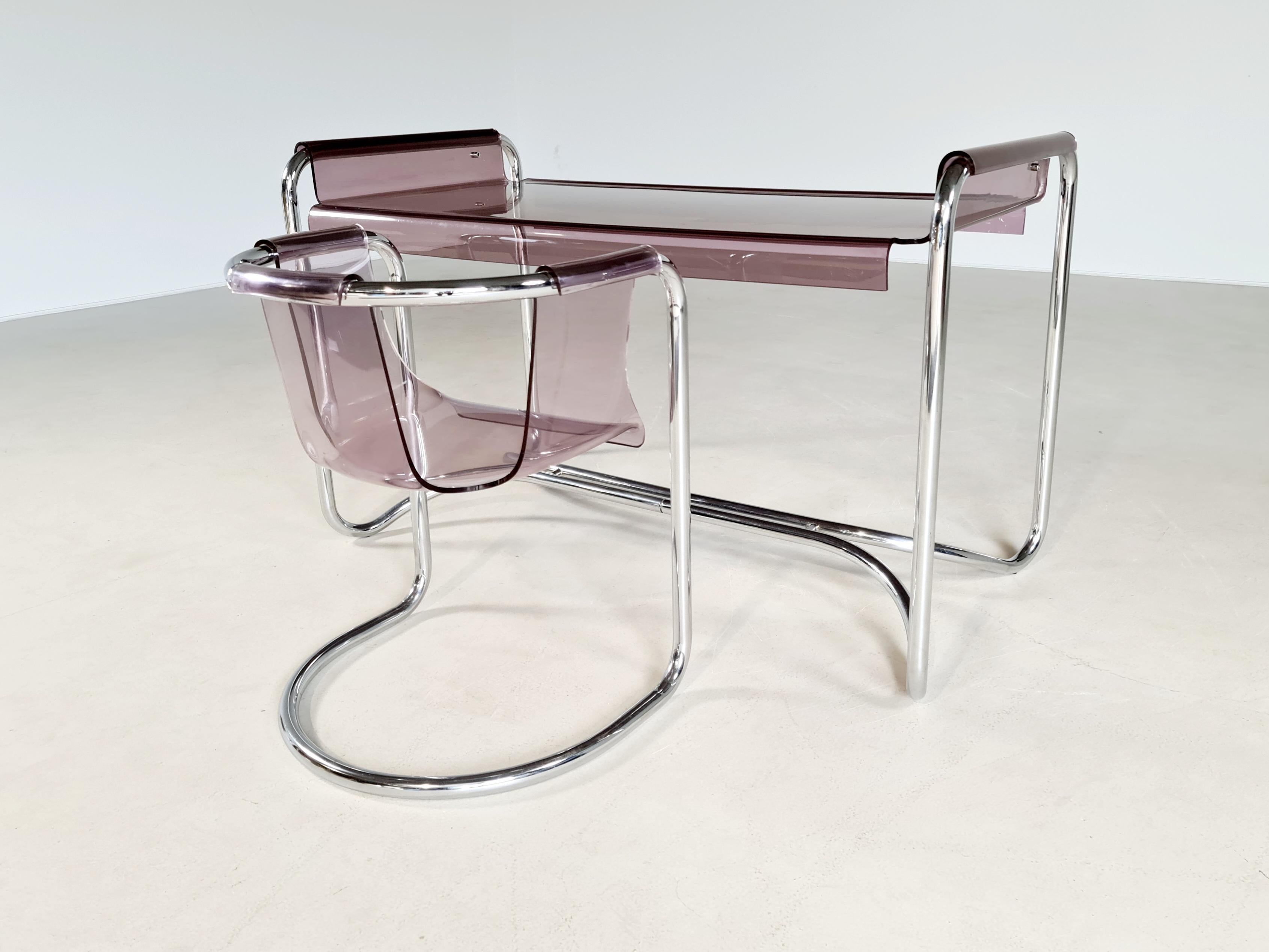 Mid-Century Modern Fabio Lenci Desk with Mathcing Chair by Formes Nouvelles, 1970s