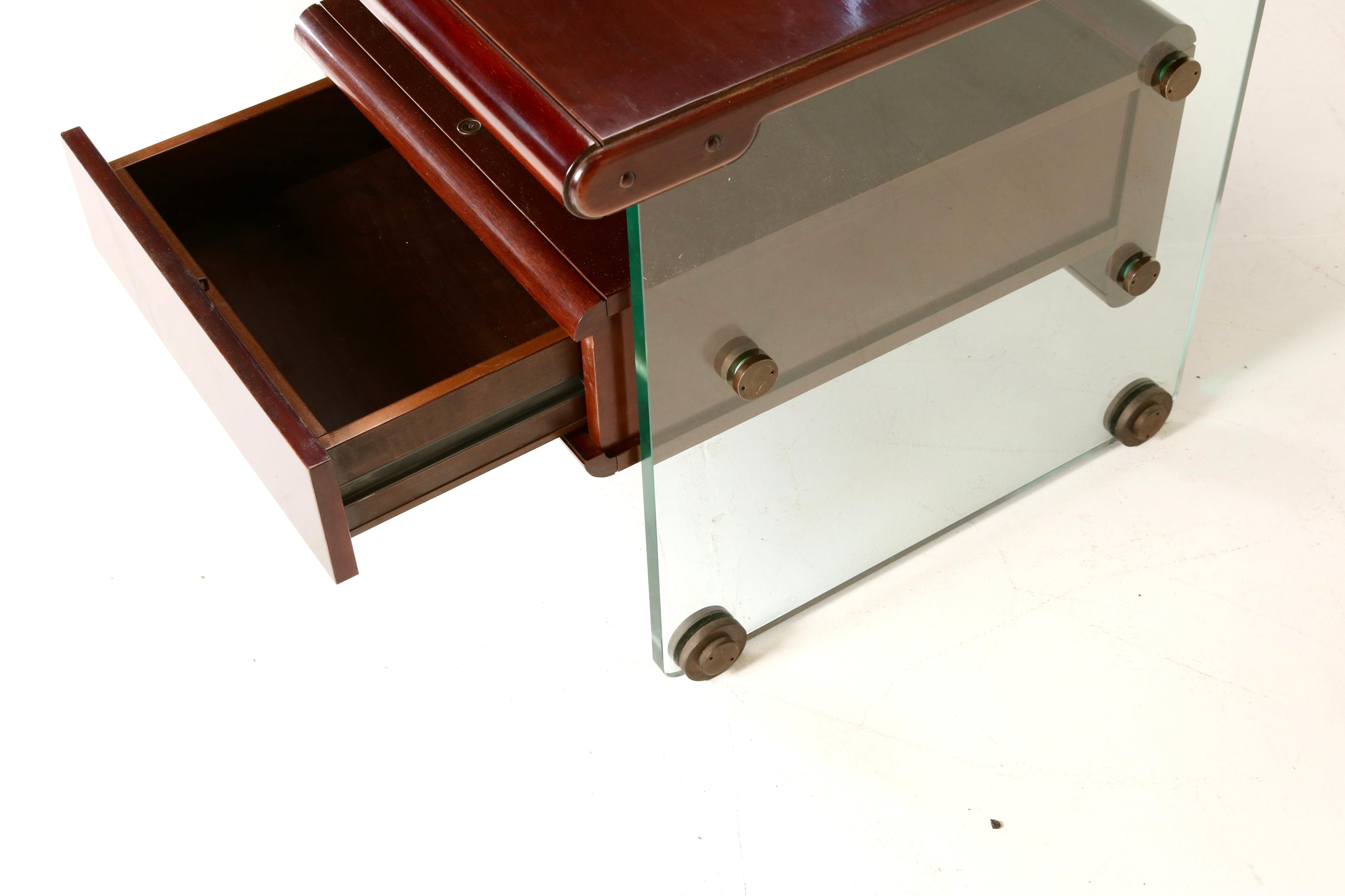 Fabio Lenci Elegant presidential Desk - Wood top and legs, Italian Design, 60s 2