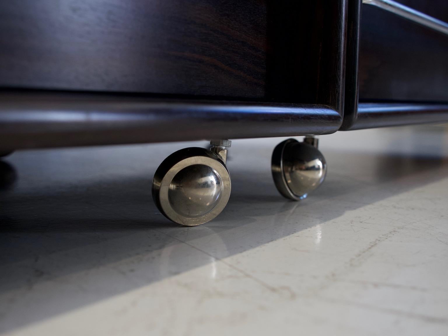 Fabio Lenci for Bernini Wood and Steel Chest of Drawers For Sale 4