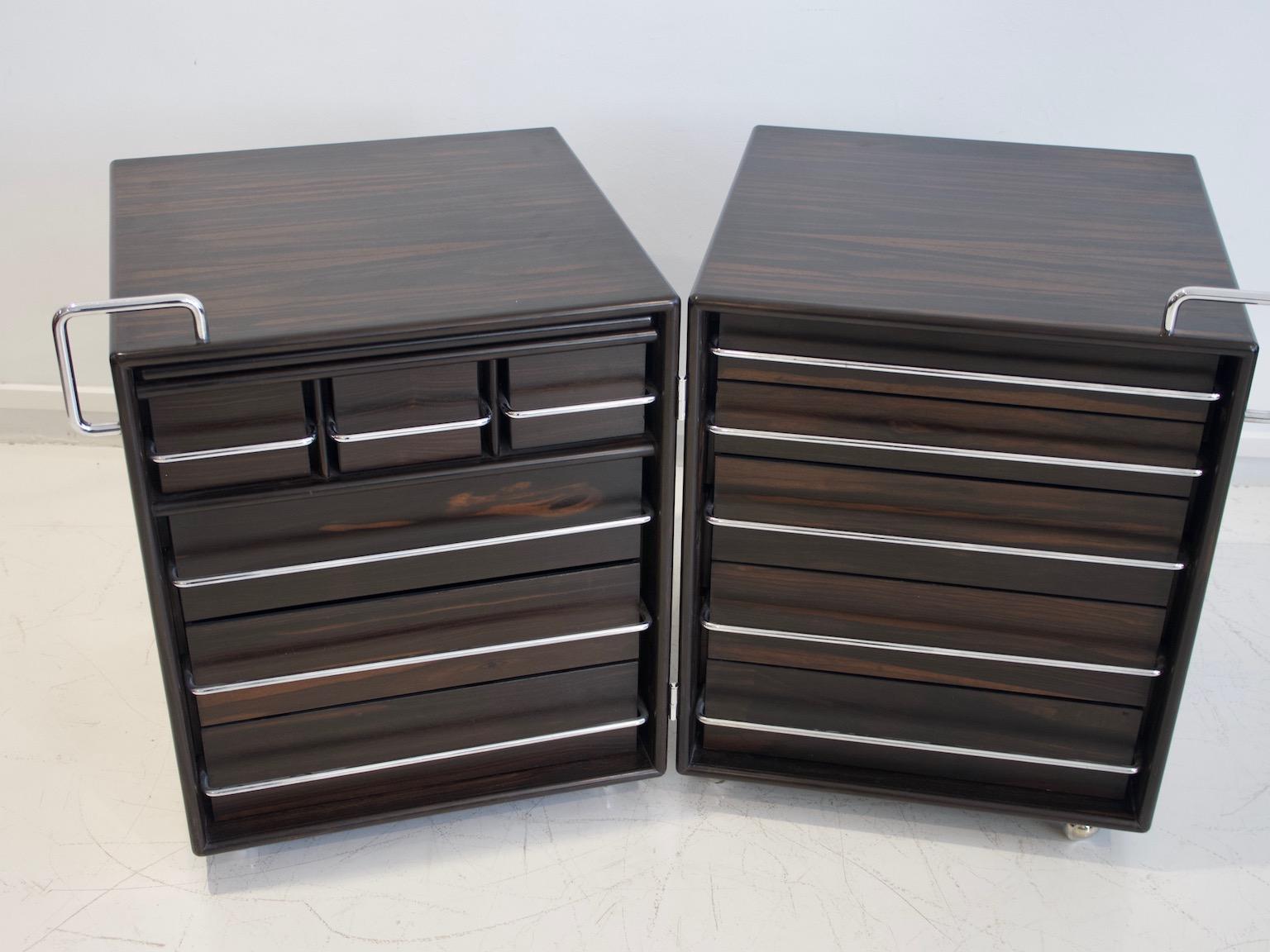 Fabio Lenci for Bernini Wood and Steel Chest of Drawers For Sale 6