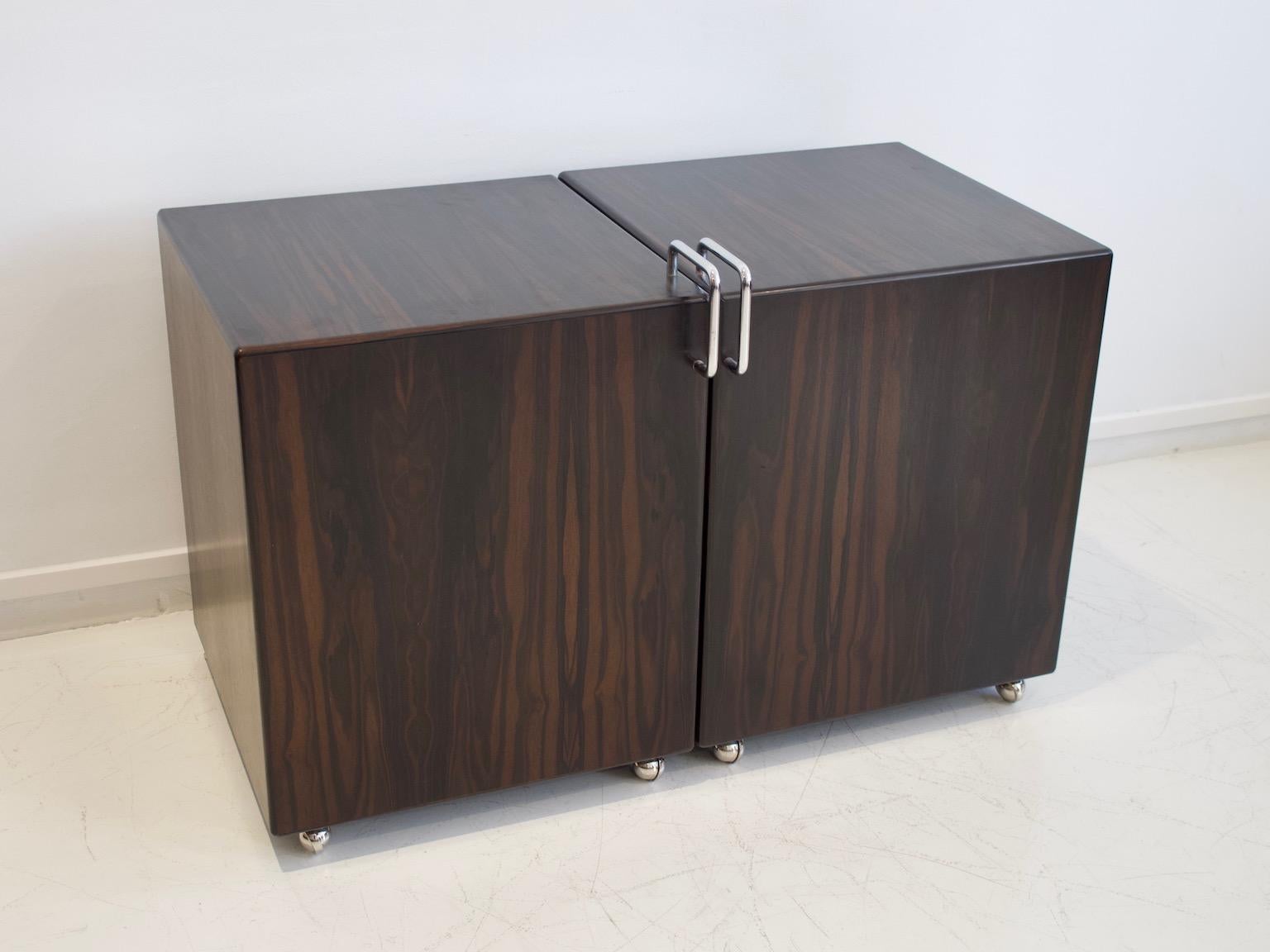 Fabio Lenci for Bernini Wood and Steel Chest of Drawers For Sale 7