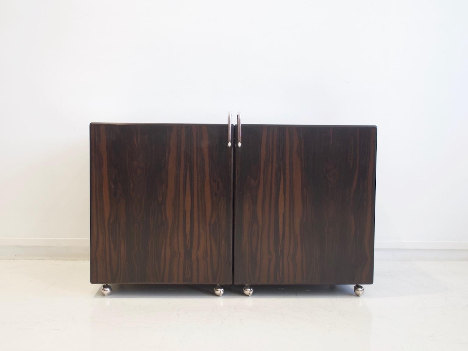 Fabio Lenci for Bernini Wood and Steel Chest of Drawers For Sale 7