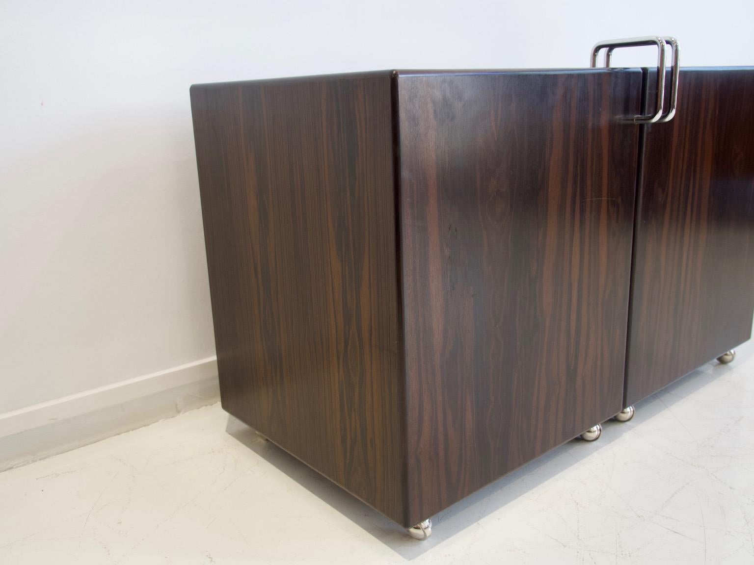 Fabio Lenci for Bernini Wood and Steel Chest of Drawers For Sale 9