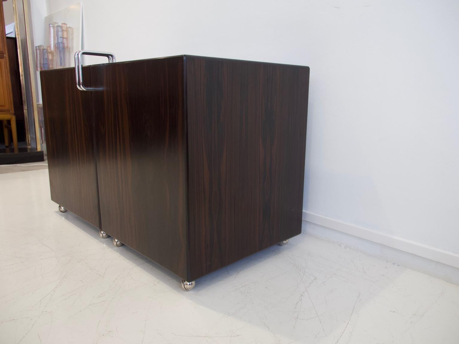Fabio Lenci for Bernini Wood and Steel Chest of Drawers For Sale 11