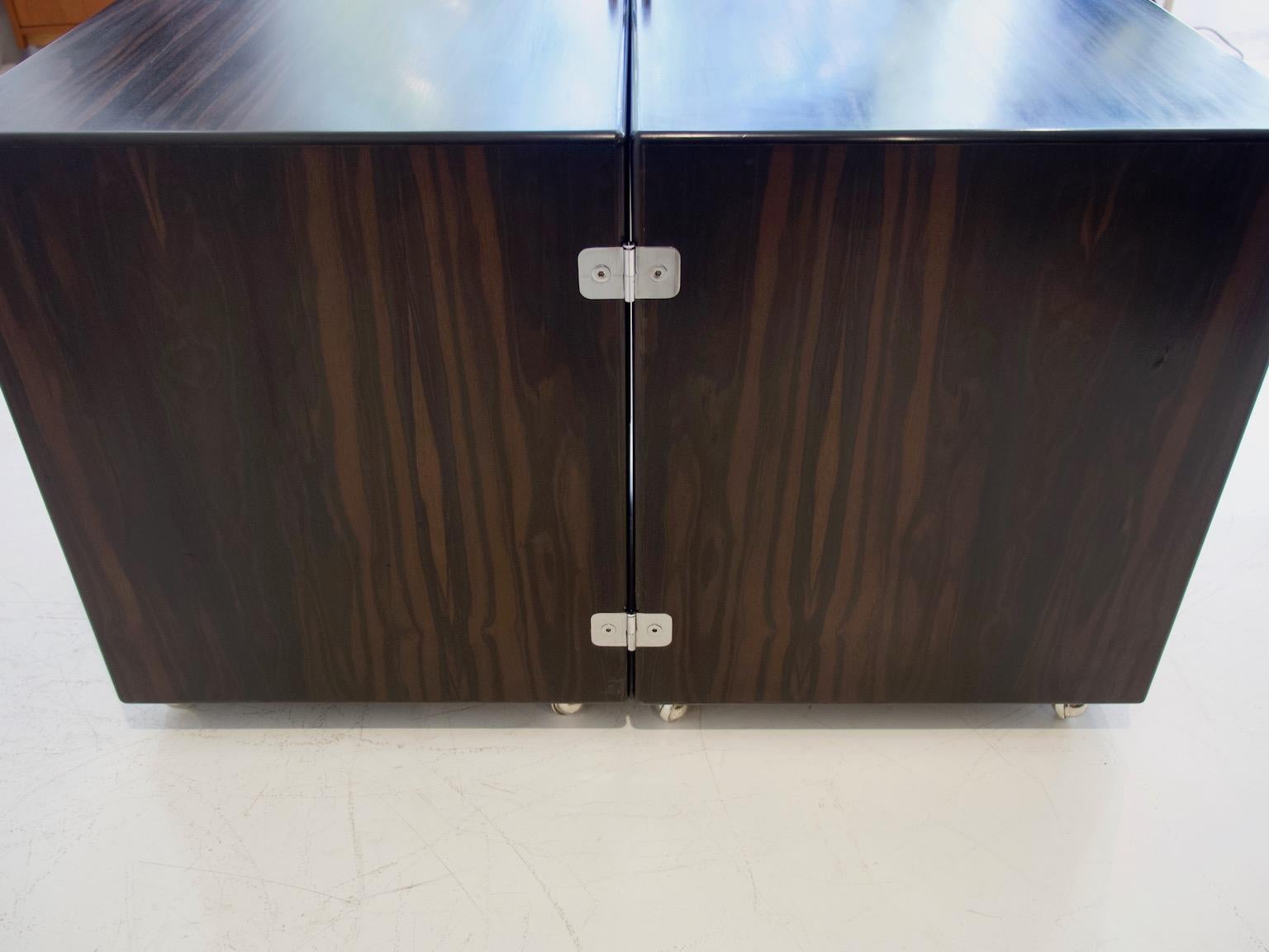 Fabio Lenci for Bernini Wood and Steel Chest of Drawers For Sale 13