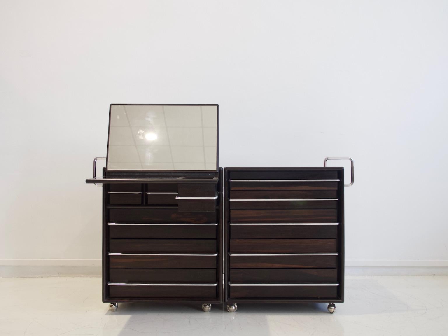 Modern Fabio Lenci for Bernini Wood and Steel Chest of Drawers For Sale