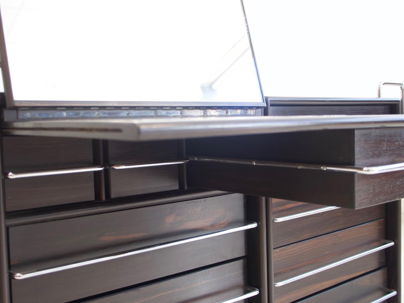 Fabio Lenci for Bernini Wood and Steel Chest of Drawers In Good Condition For Sale In Madrid, ES