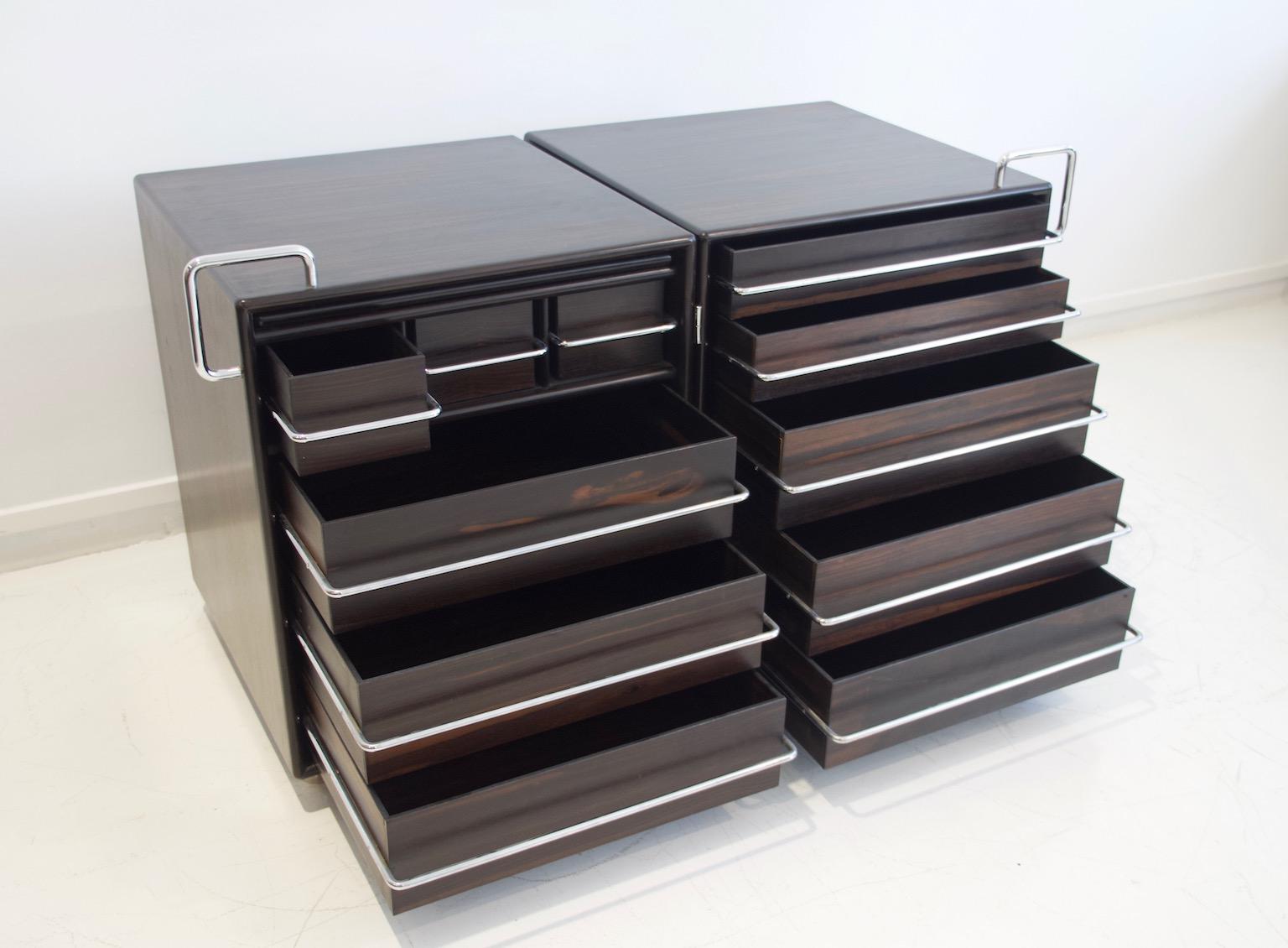 Fabio Lenci for Bernini Wood and Steel Chest of Drawers For Sale 2