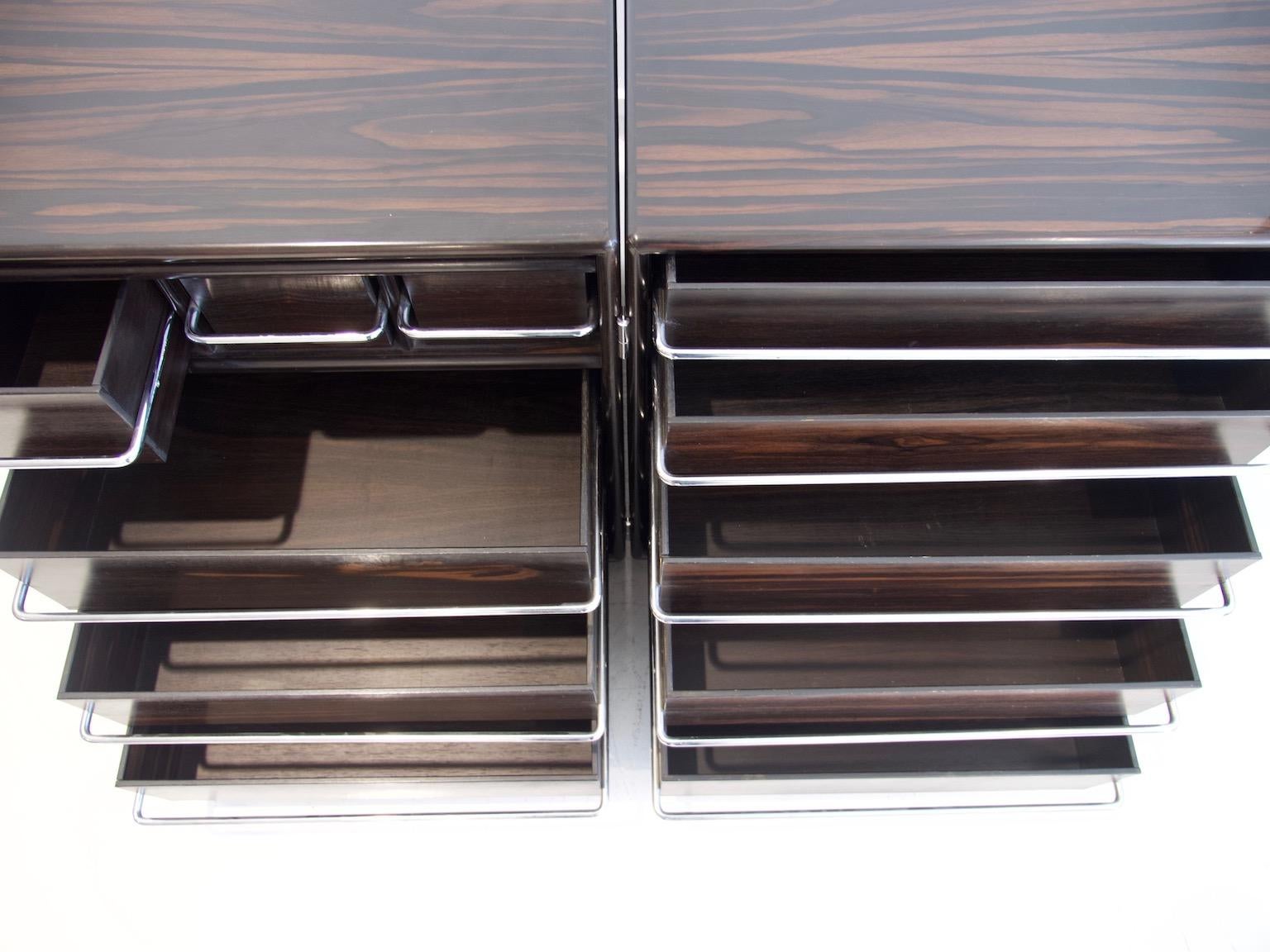 Fabio Lenci for Bernini Wood and Steel Chest of Drawers For Sale 3