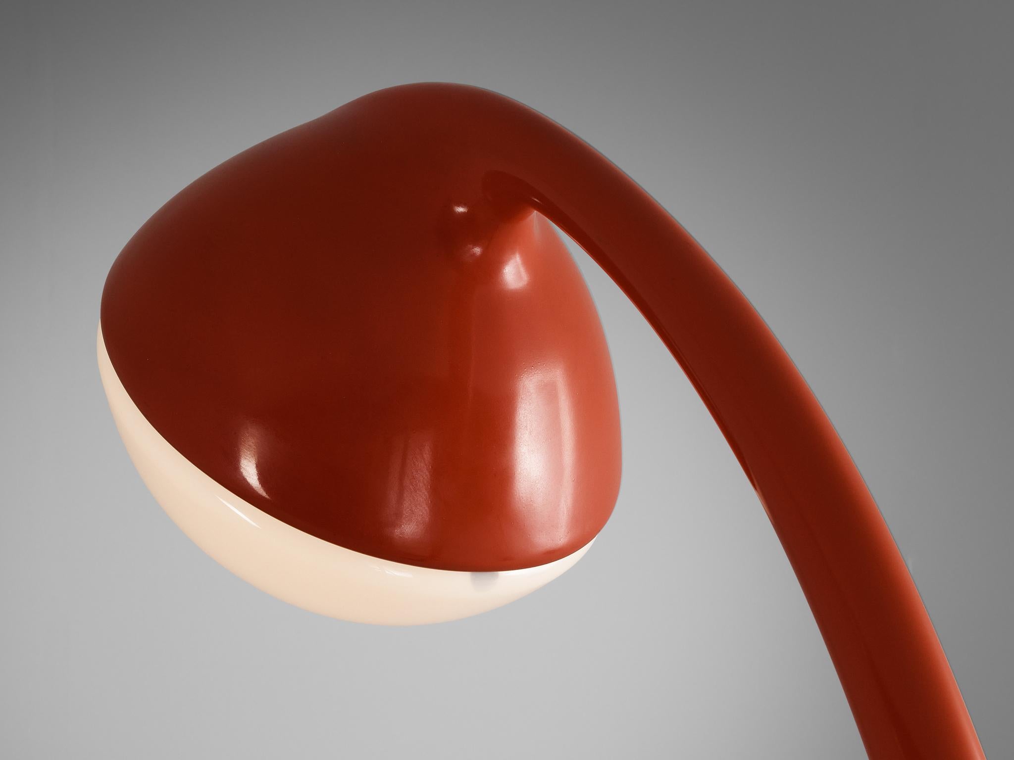 Chrome Fabio Lenci for I Guzzini 'Lampione' Floor Lamp in Red