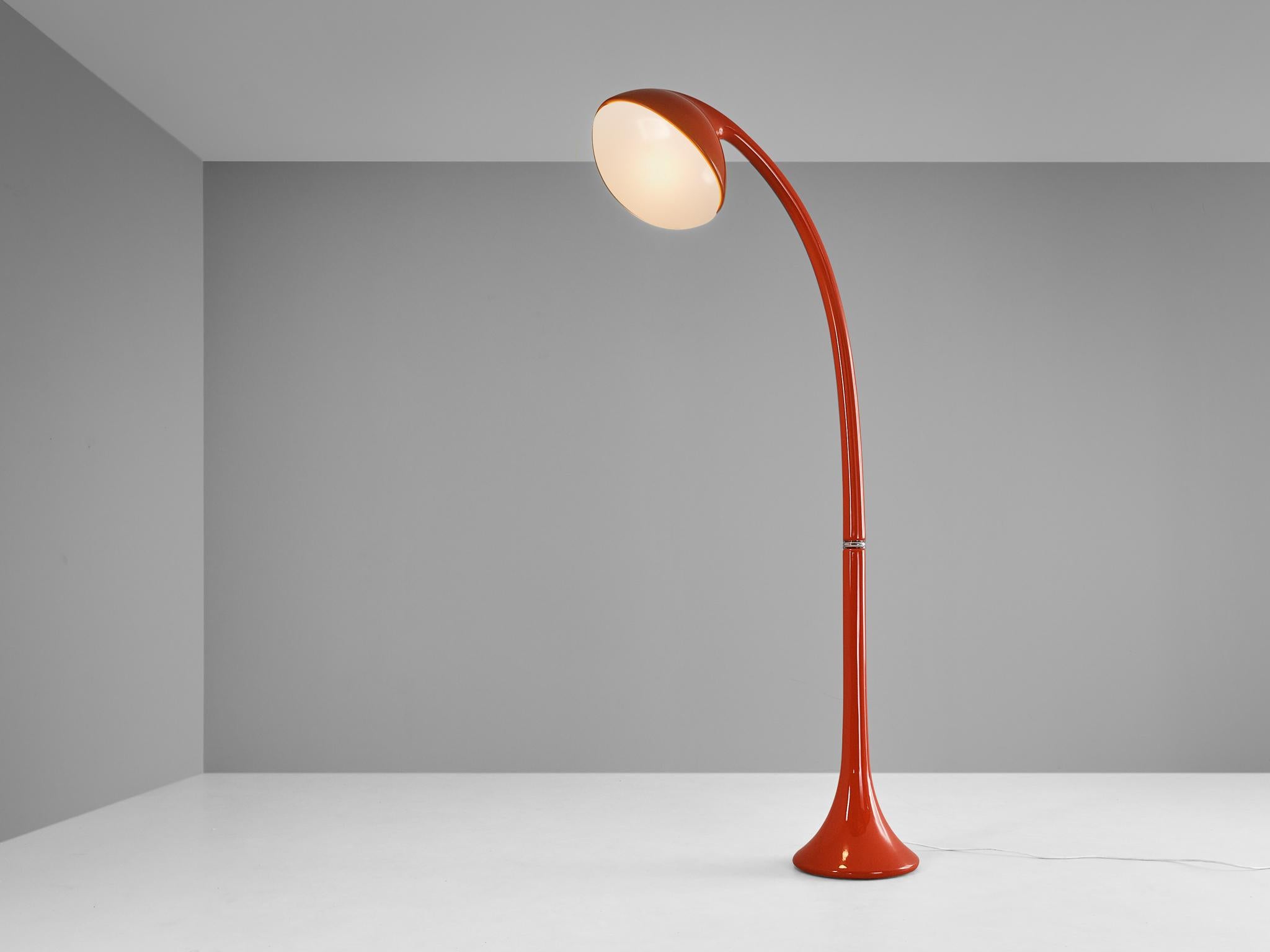 Chrome Fabio Lenci for I Guzzini 'Lampione' Floor Lamp in Red  For Sale