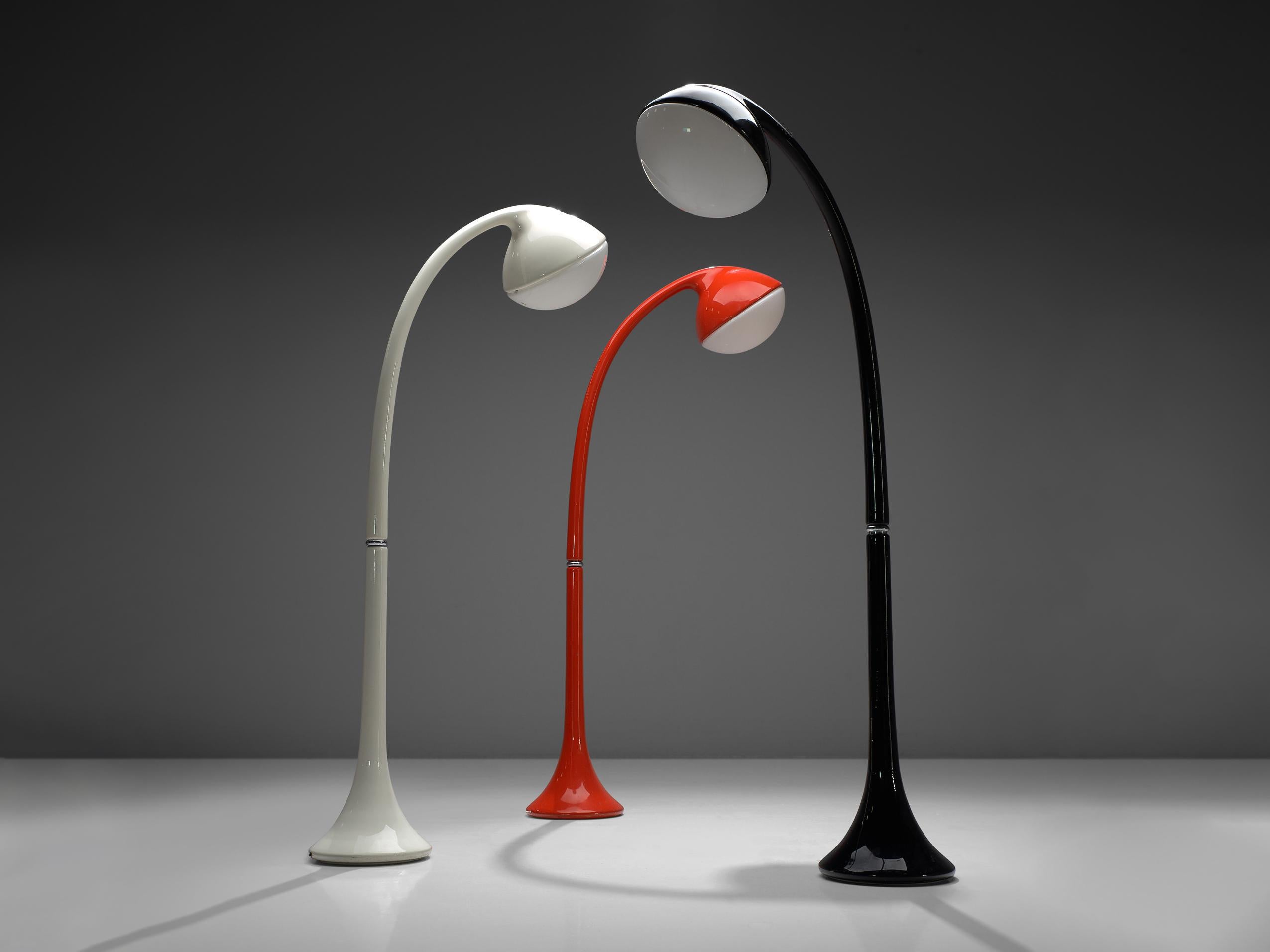 Fabio Lenci for I Guzzini 'Lampione' Floor Lamps in White Red and Black  1