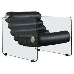 Fabio Lenci Hyaline Armchair, Aluminum & Leather, Italy, 1974