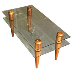 Gilbert Rohde Floating Glass Walnut Coffee Table