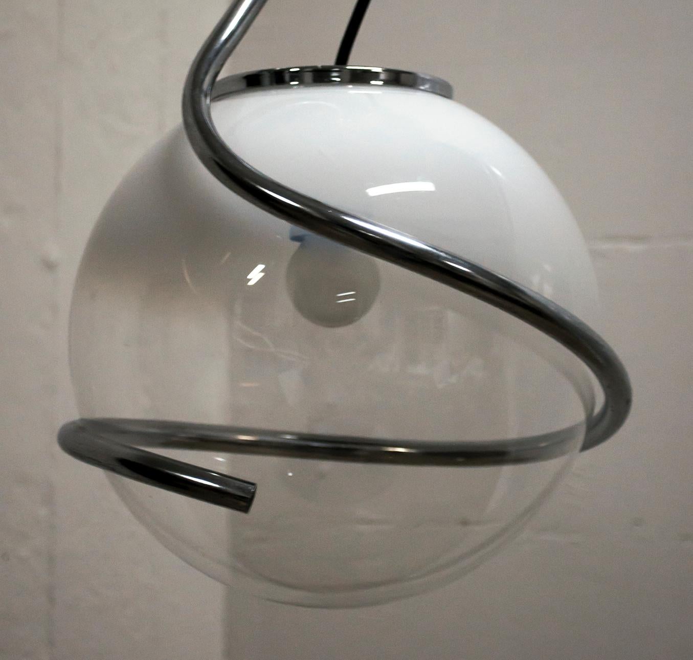 Fabio Lenci Mid-Century Modern Italian Murano Glass Pendant by Guzzini, 1970 For Sale 1