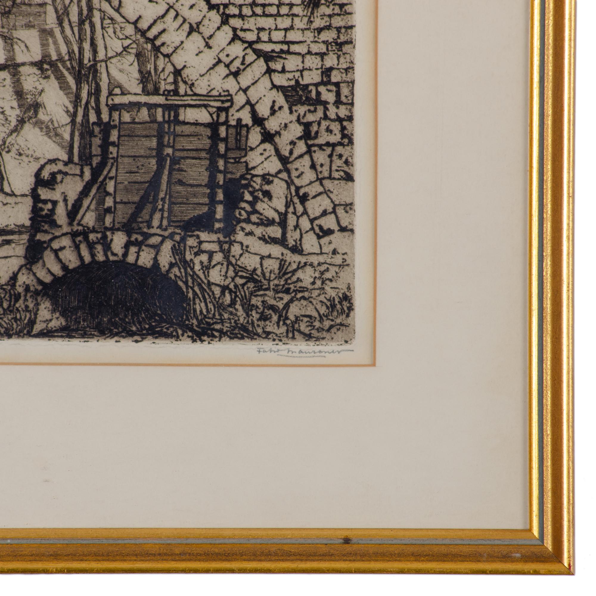 Fabio Mauroner – Subiaco-Radierung, 1922 im Zustand „Gut“ im Angebot in Savannah, GA