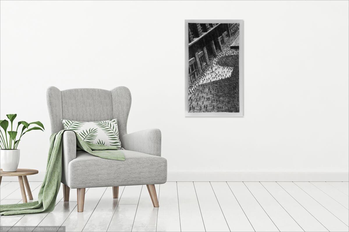 Nuevos Habitantes, óleo sobre lienzo figurado, blanco y negro - Mixed Media Art Contemporáneo de Fabio Mesa