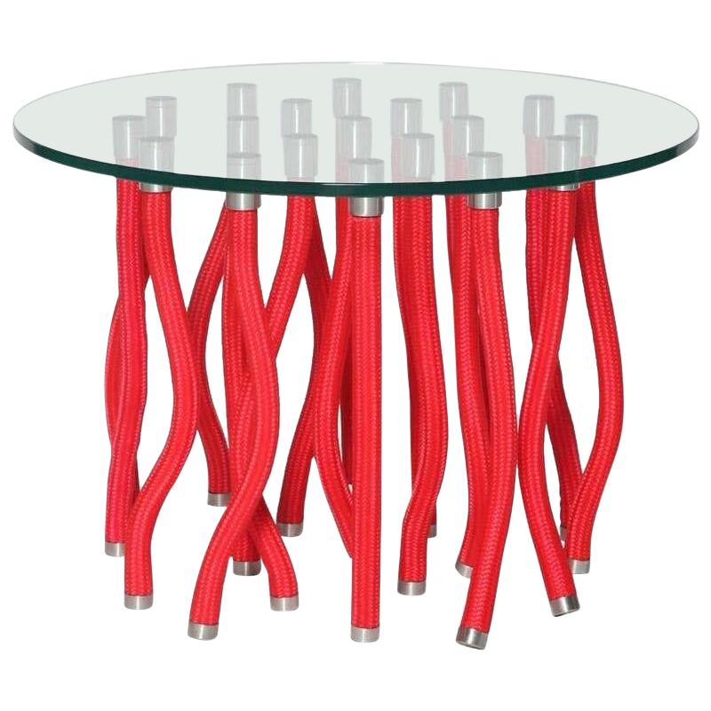 Fabio Novembre Org, Konsolentisch aus Stahl mit Korpus und rotem Seil außen für Cappellini