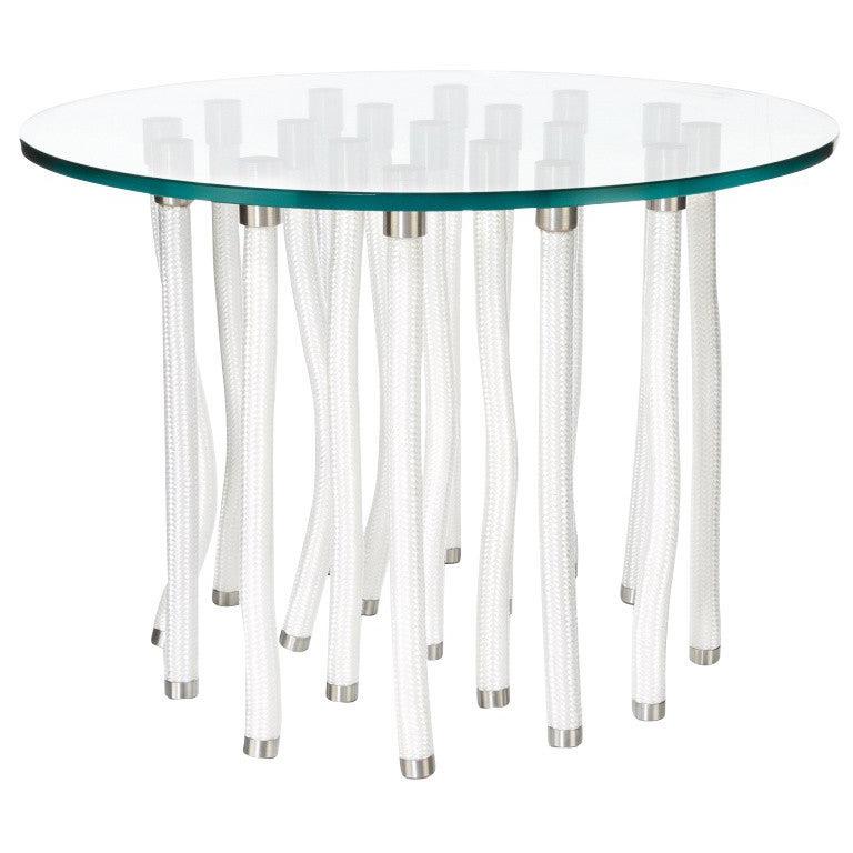 En vente : White (611_white) Table Console Fabio Novembre Org Noyau en acier et extérieur en corde pour Cappellini