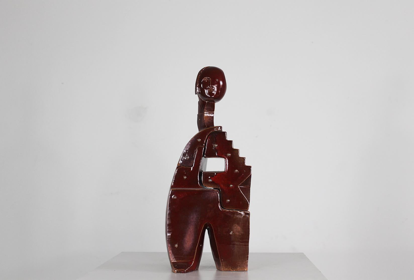 Other Fabio Provinciali Sculpture in Glazed Terracotta with Metal Studs 1999  For Sale