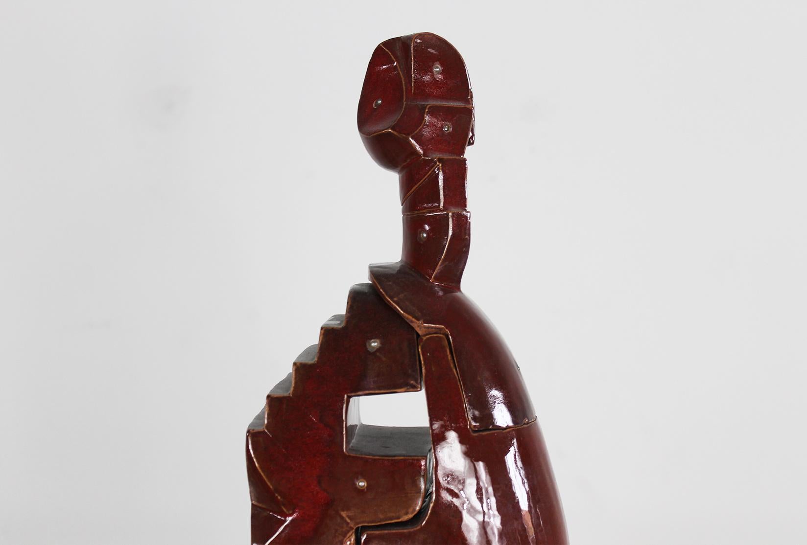 Fabio Provinciali-Skulptur aus glasierter Terrakotta mit Metallnieten 1999  im Angebot 1