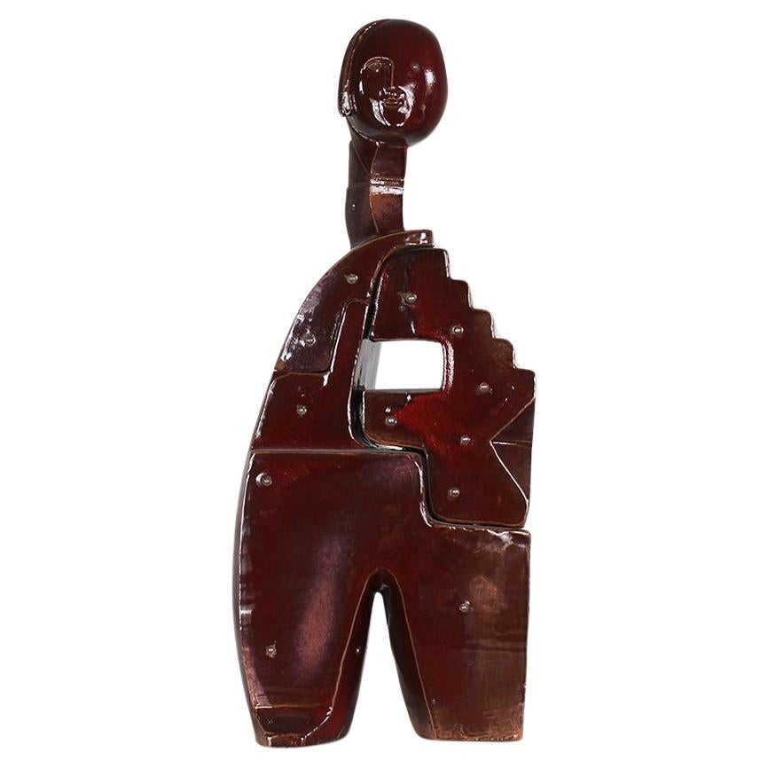 Fabio Provinciali Sculpture in Glazed Terracotta with Metal Studs 1999  For Sale