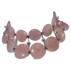 Fabio Salvini White Gold Pink Quartz Pearls and Yellow Gold Necklace