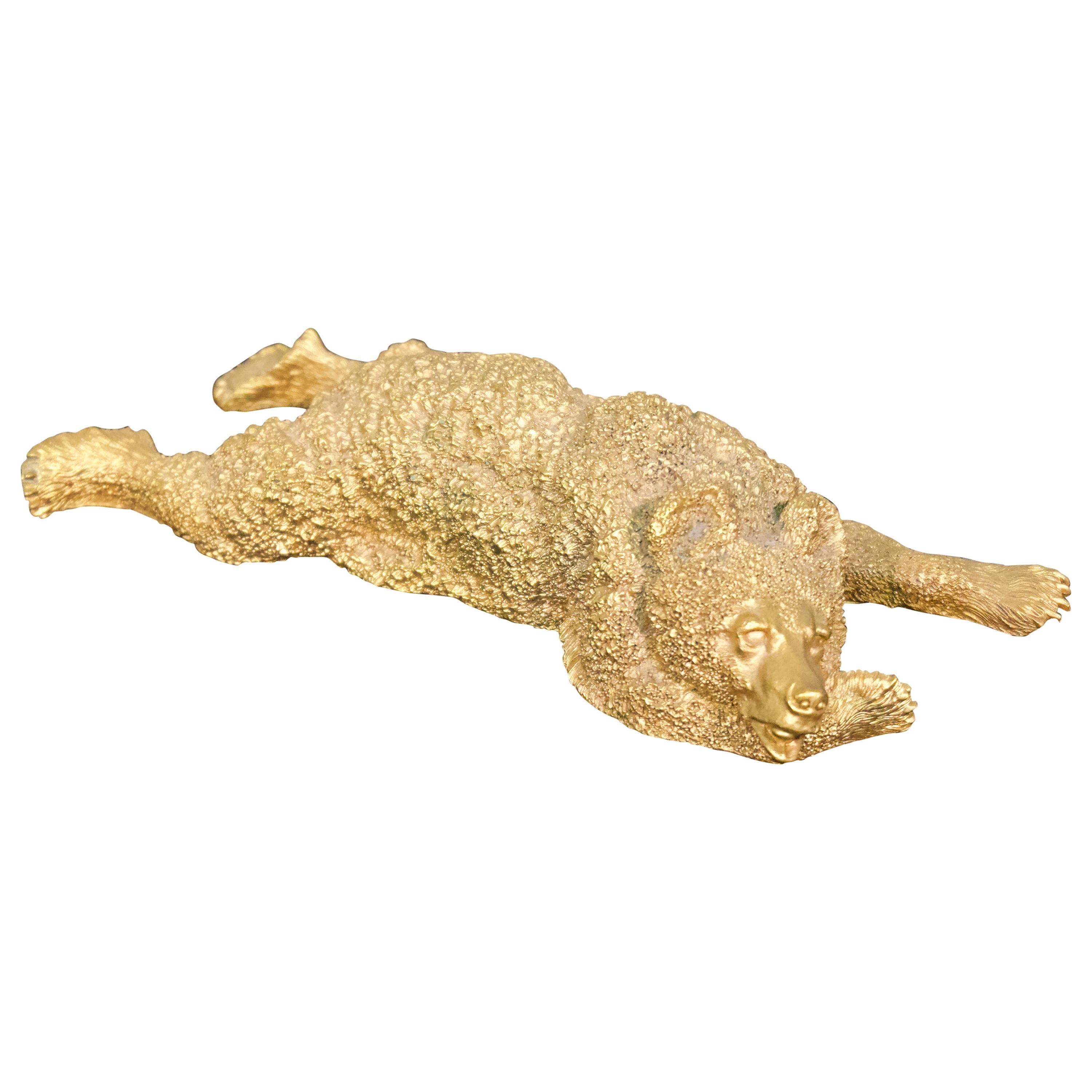 Fabrege Style Gilt-Bronze Bear For Sale