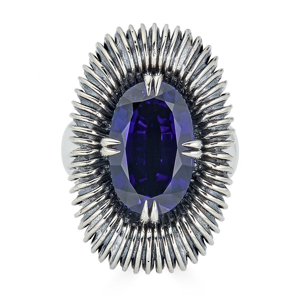 Women's or Men's Fabri Emergence Blue Sapphire and Sterling Silver Ring For Sale