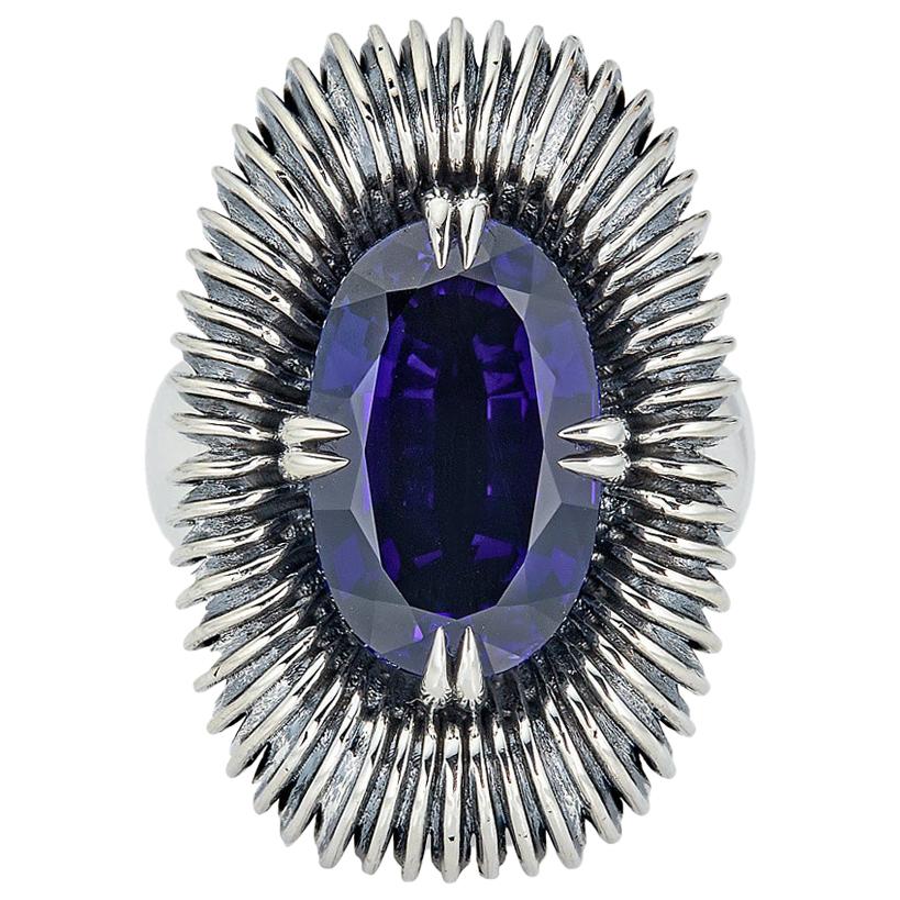 Fabri Emergence Blue Sapphire and Sterling Silver Ring For Sale
