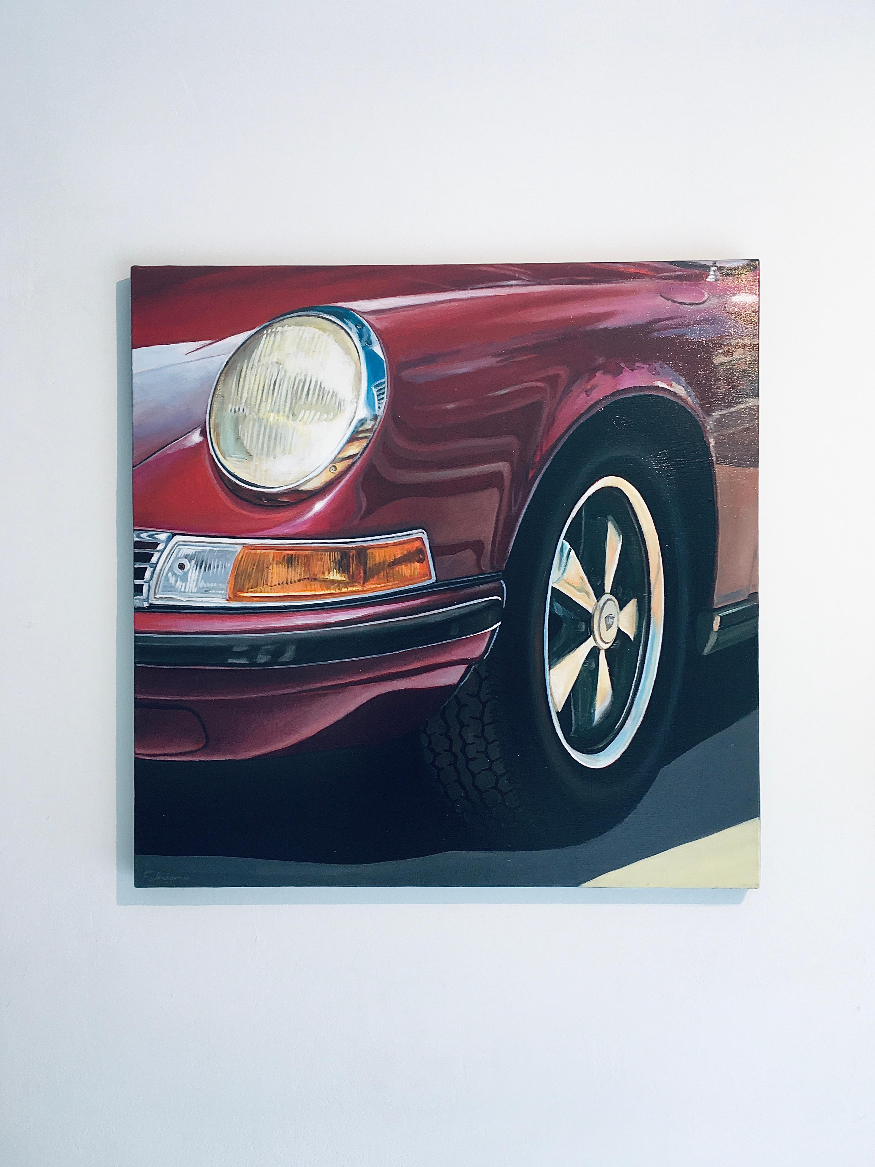 California Sunlight - original vintage car oil painting contemporary modern - Painting by Fabriano