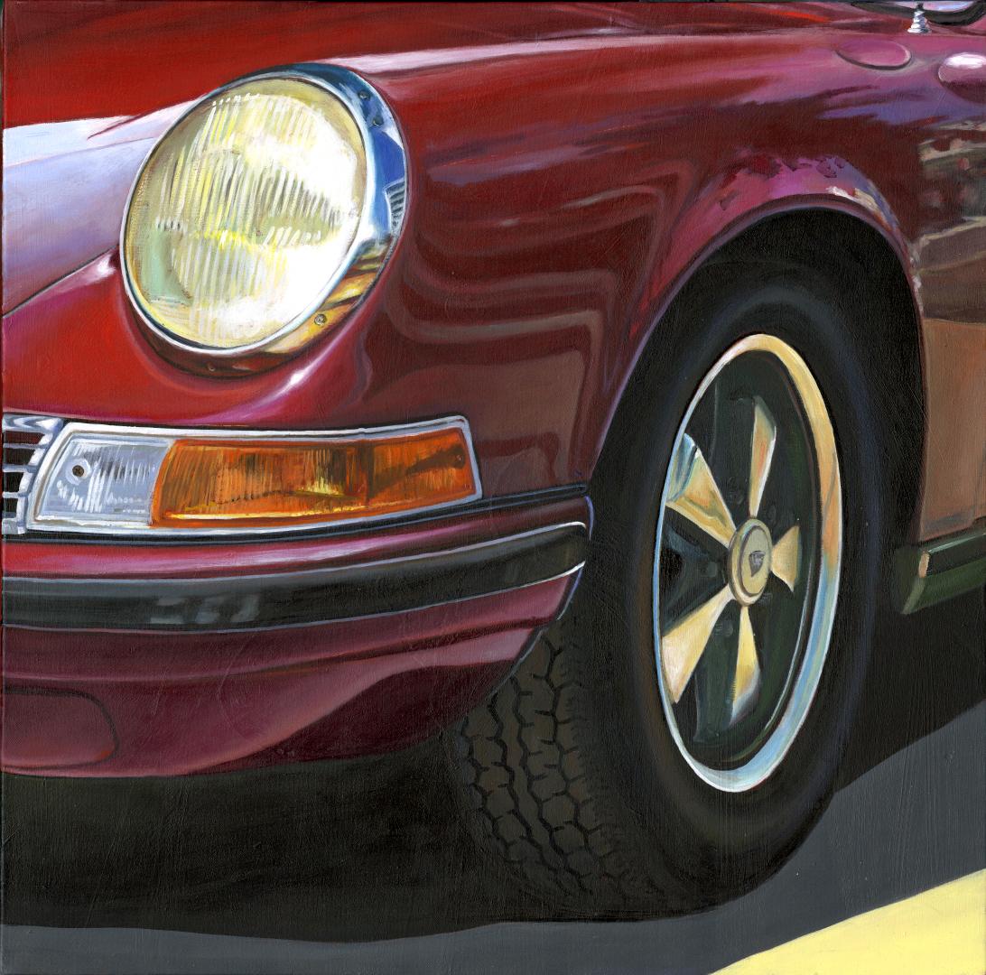 Fabriano Still-Life Painting - California Sunlight - original vintage car oil painting contemporary modern
